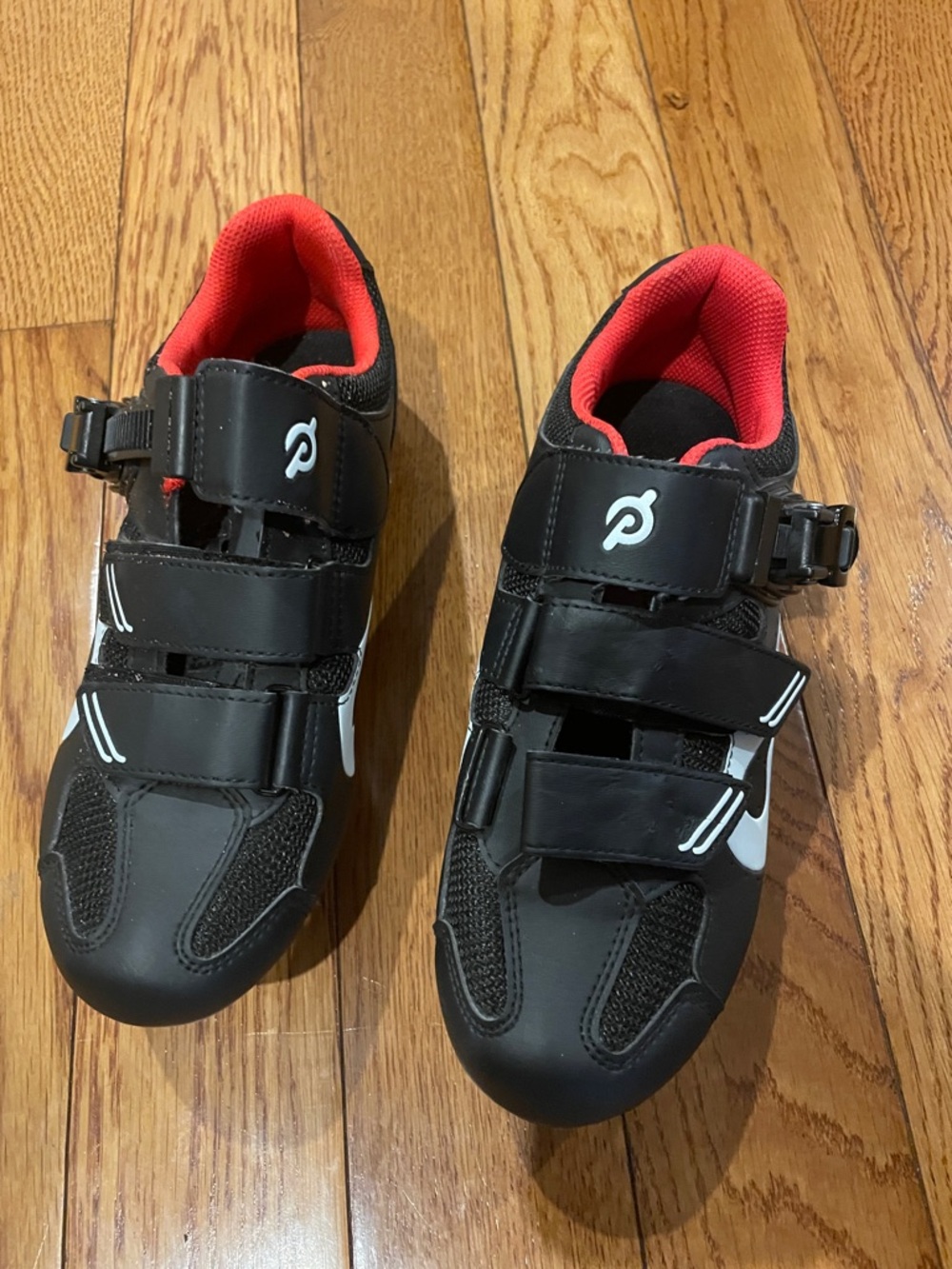 Black and Red Athletic Shoes with Hook-and-Loop Straps